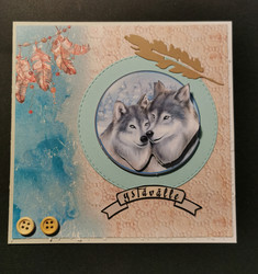Valentine's day card with wolfs