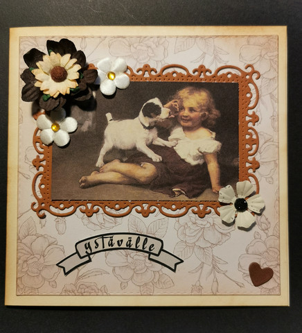 Valentine's day card with dog and girl