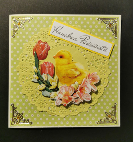 Handmade easter card yellow easter chick