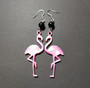 Flamingo earrings with black beads