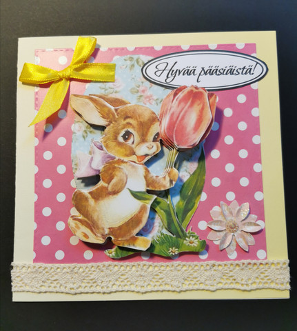 Pupu ja tulppaani pääsiäiskortti