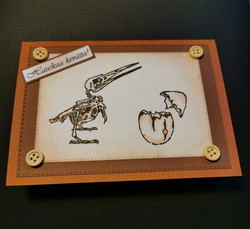 Spring card with skeleton bird