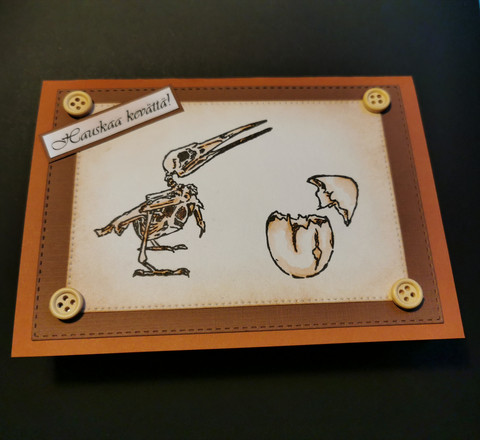 Spring card with skeleton bird
