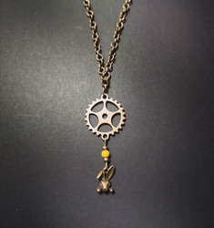 Rabbit and gear necklace