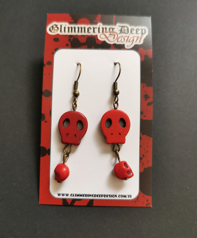 Red skull earrings