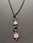 Light blue flower necklace with aquamarine stone bead