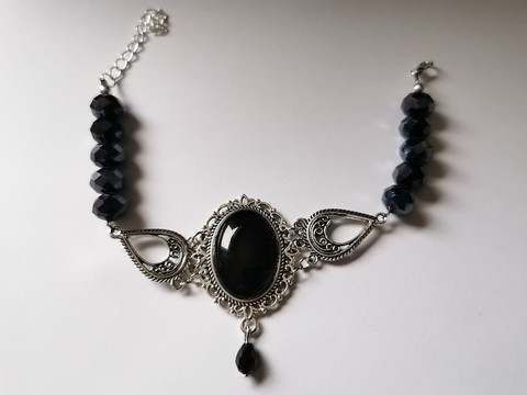 Black glass dome bracelet