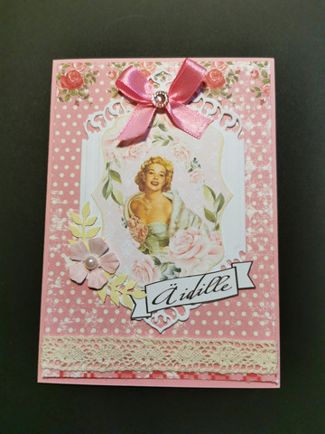 Handmade pink pinup mother's day card