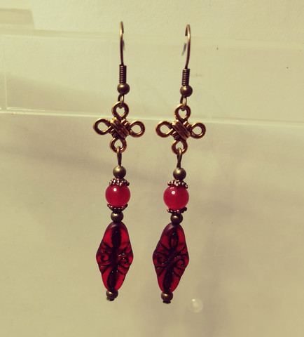Bohemian earrings - red
