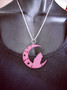 Violet cat and moon necklace