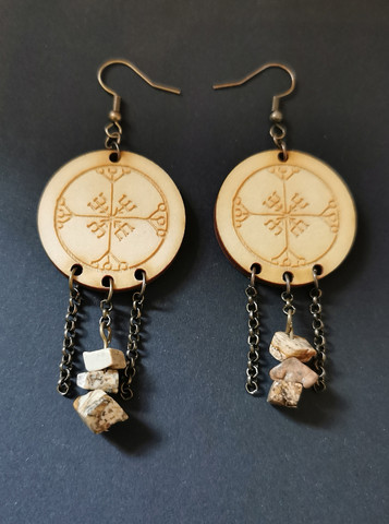 Rune earrings with stone beads