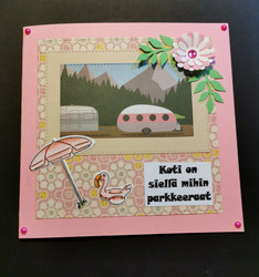 Matkailuvaunu kortti pinkki