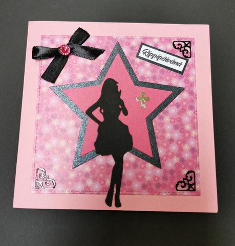 Pink girl confirmation card with star