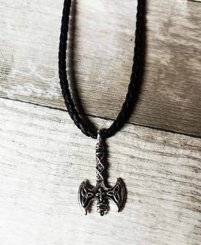 Axe necklace with black cord