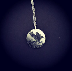 Black raven necklace