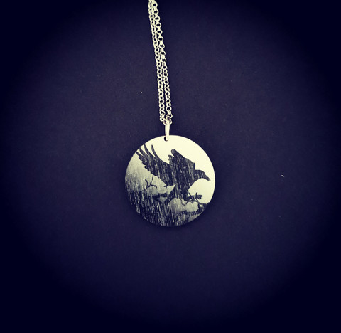 Black raven necklace