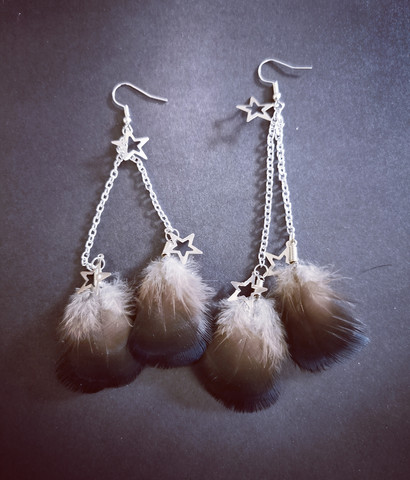 Feather earrings with stars