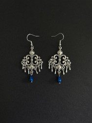 Blue hanging earrings with drops