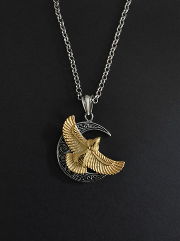 Eagle and moon necklace