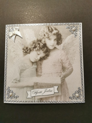 Joulukortti vintage enkeleitä