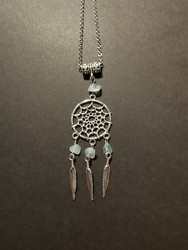 Dreamcatcher necklace with aquamarine stones