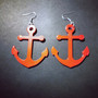 Large red anchor earrings