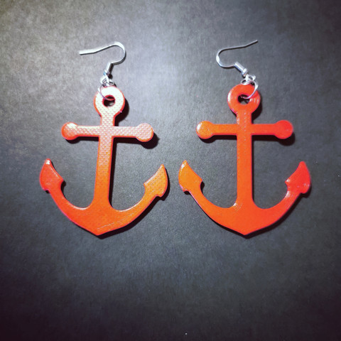 Red anchor earrings