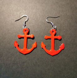 Little red anchor earrings