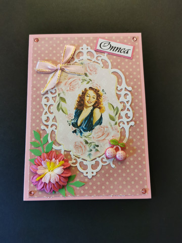 Congratulation card with pin up girl