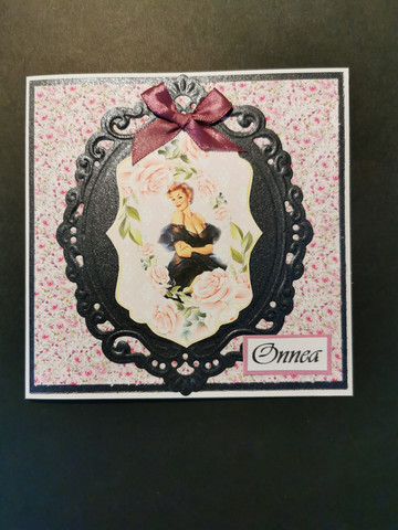 Congratulation card with pin up girl