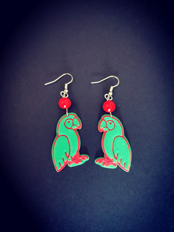 Green parrot earrings