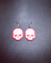 Red and white skull earrings