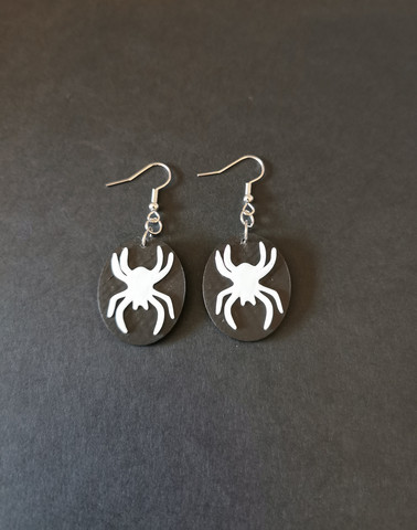 Black and white spider earrings