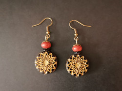 Black and gold flower earrings