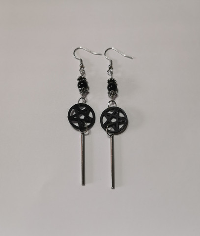Pentagram earrings with steel spike