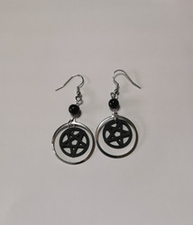 Pentagram earrings with ring