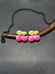 Pink cherry stud earrings