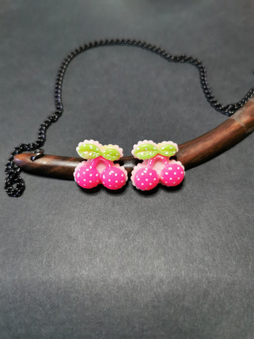 Pink cherry stud earrings