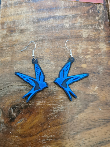 Blue Lucky bird earrings