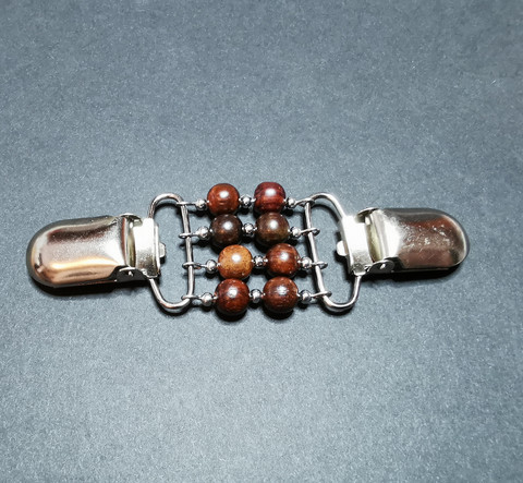Brown wood beads sweater clip