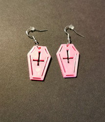 Pink coffin earrings