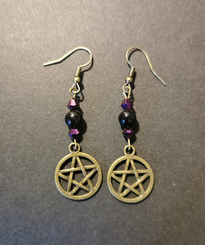 Bronze colored pentagram earrings