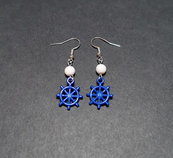 Blue wheel earrings