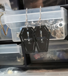 Black coffin earrings