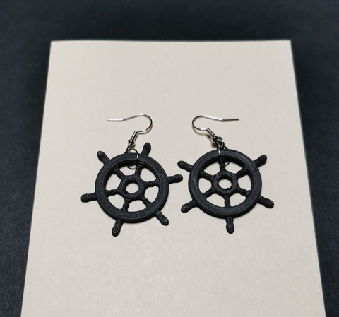 Big black wheel earrings