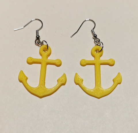 Yellow anchor earrings