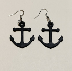 Black anchor earrings
