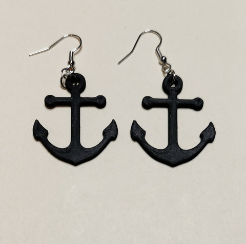 Black anchor earrings
