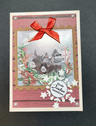 Christmas card with donkeys