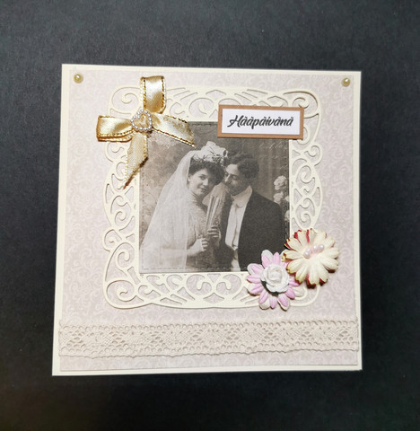 Handmade vintage wedding card